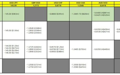 FX option expiries for 22 August 10am New York cut