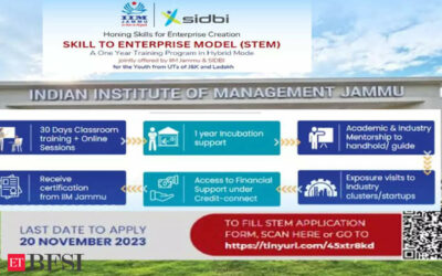IIM Jammu, SIDBI to launch two batches of ‘skill to enterprise module’ for youth of J&K and Ladakh, ET BFSI