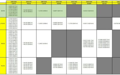 FX option expiries for 12 December 10am New York cut