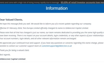 Exclusive: CFDs broker TeraFX rebrands as Gildencrest Capital