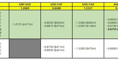 FX option expiries for 4 January 10am New York cut