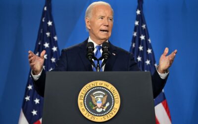 Biden praises U.S. economy’s strength as he insists he’s staying in race. He also referred to Kamala Harris as ‘Vice President Trump.’