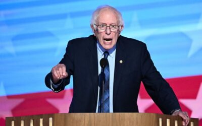 Bernie Sanders DNC speech contrast to Harris on liberal policies