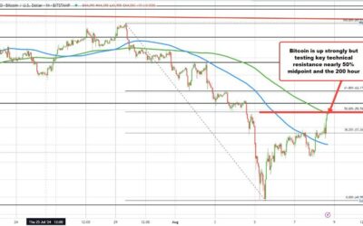 Bitcoin is on pace for its largest percentage gain since March (but at key resistance)