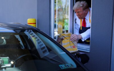 Trump works McDonald’s drive-thru, Harris campaign scoffs at stunt