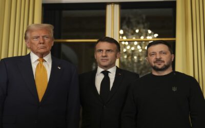 Trump is welcomed by Macron to Paris with presidential pomp and joined by Zelenskyy in their meeting