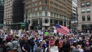 Anti Trump protesters turn out to New York cities nationwide